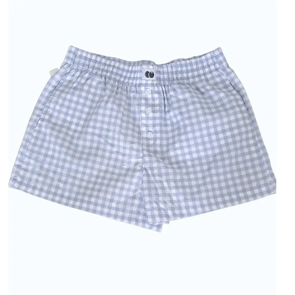 Better Together Dreamy Nights Boxer Shorts Sleepwear Blue White Gingham Small - Picture 2 of 8